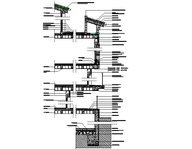 Constructive section reticulated forged detail dwg file