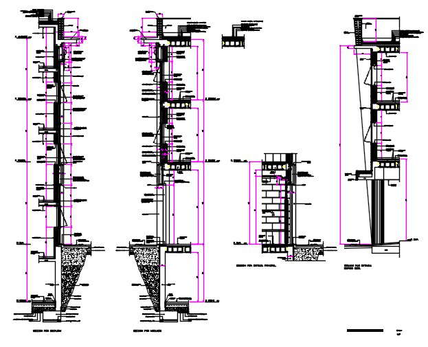 Constructive sections facades with pannels