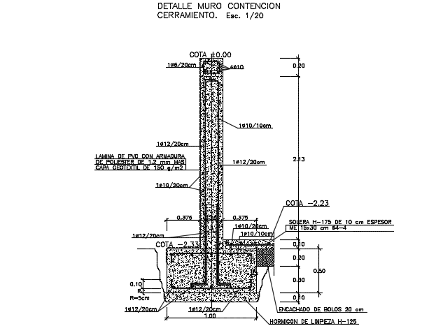Contention wall detail dwg file