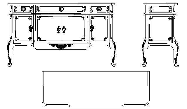 Continental long cabinet cad blocks