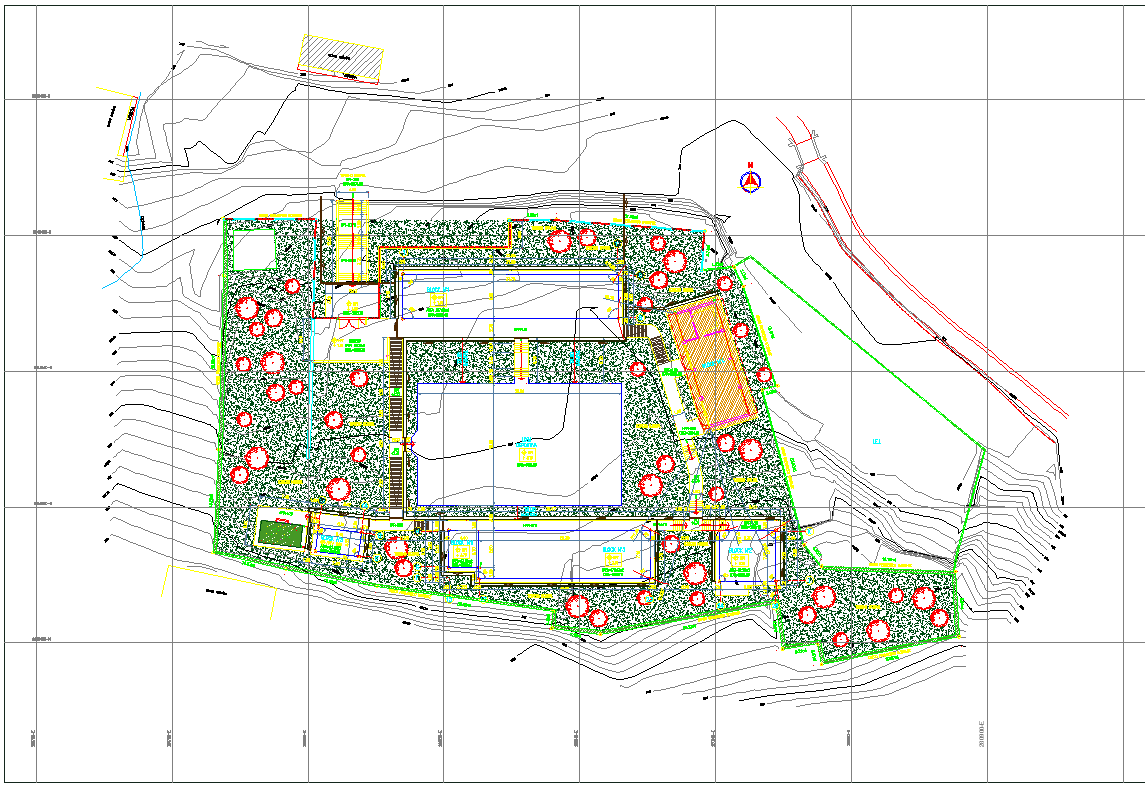 Contour layout plan detail dwg file