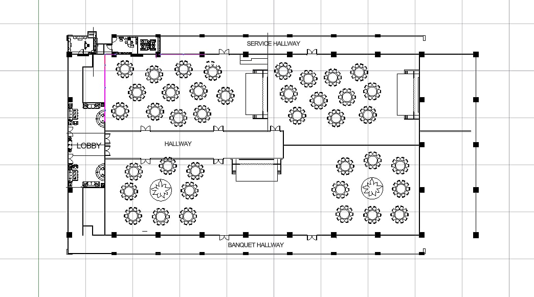Modern Convention Hall CAD Floor Plan Design