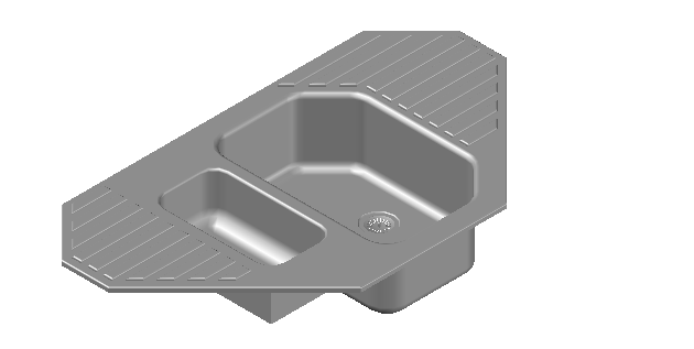 Corner kitchen sink top view 3d detail