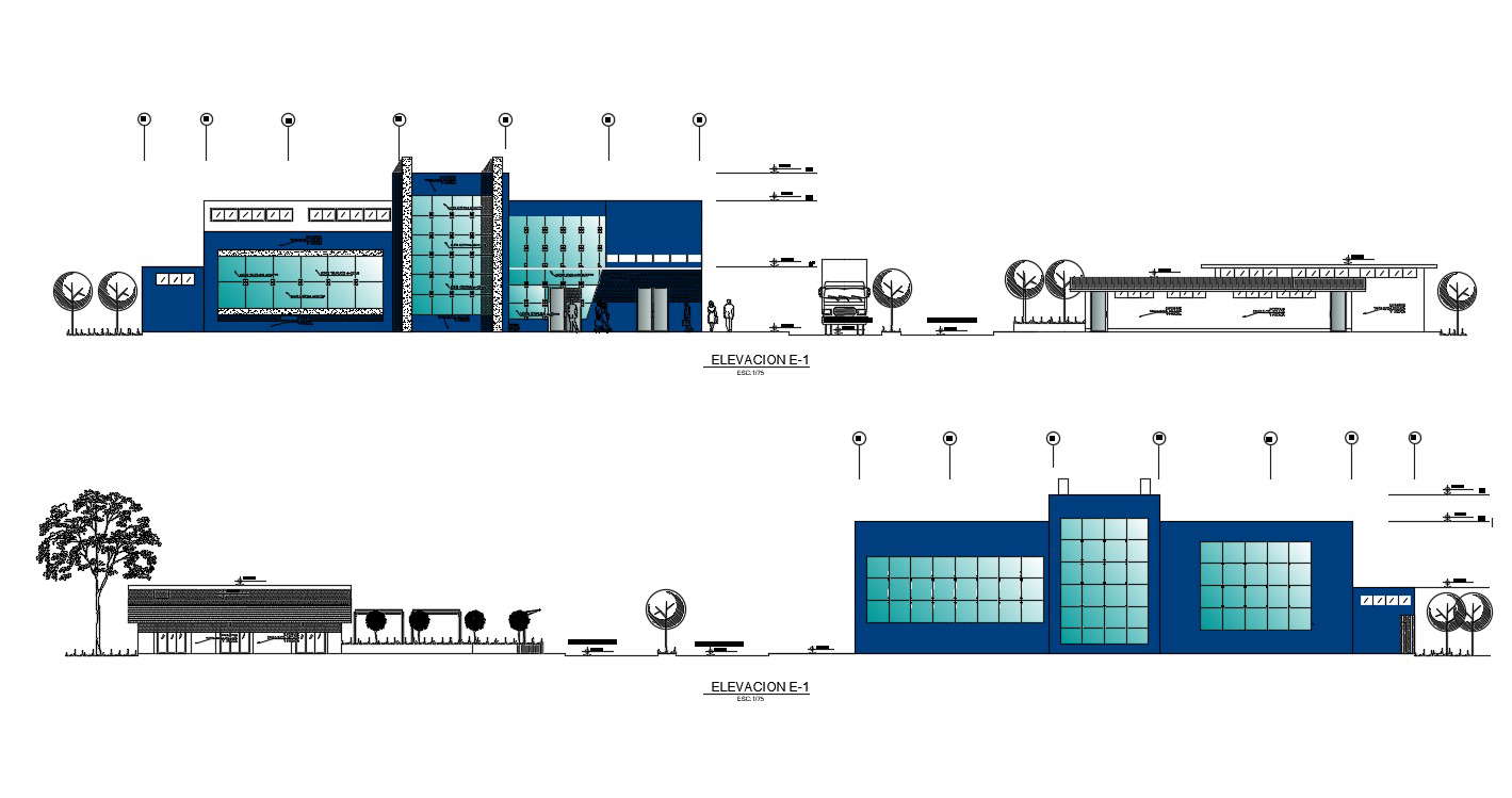 Corporate Building Elevation DWG File