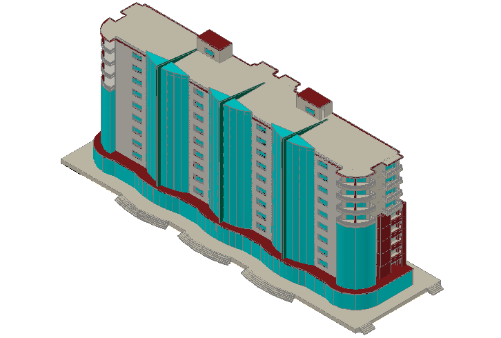 Corporate building 3d view dwg file