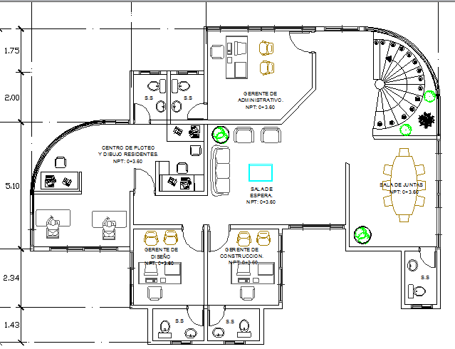 Corporate office architecture layout plan details dwg file