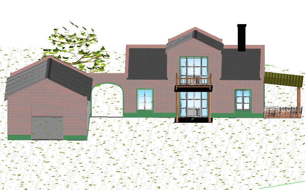 Country house 3 d plan detail dwg file
