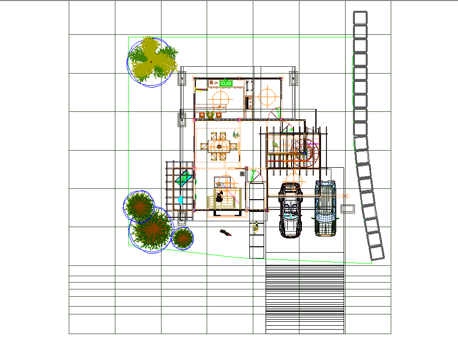 Country house plan detail dwg file
