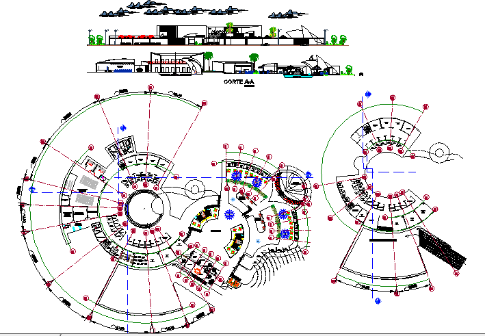 Craft market with museum architecture project dwg file