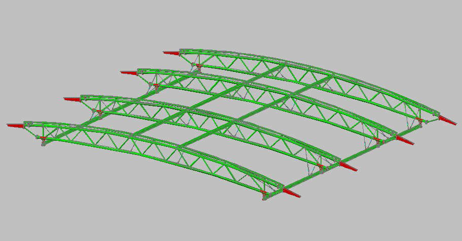 Creative Arced truss 3d drawing details skp file