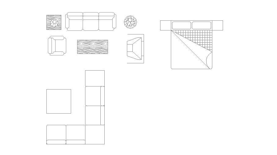 Creative household furniture blocks cad drawing details dwg file