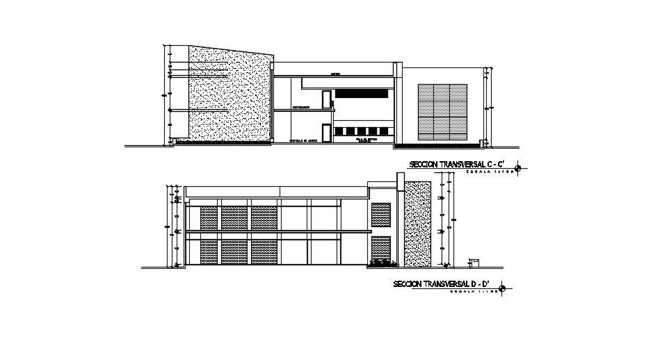 Cross Section Building Drawing In AutoCAD File