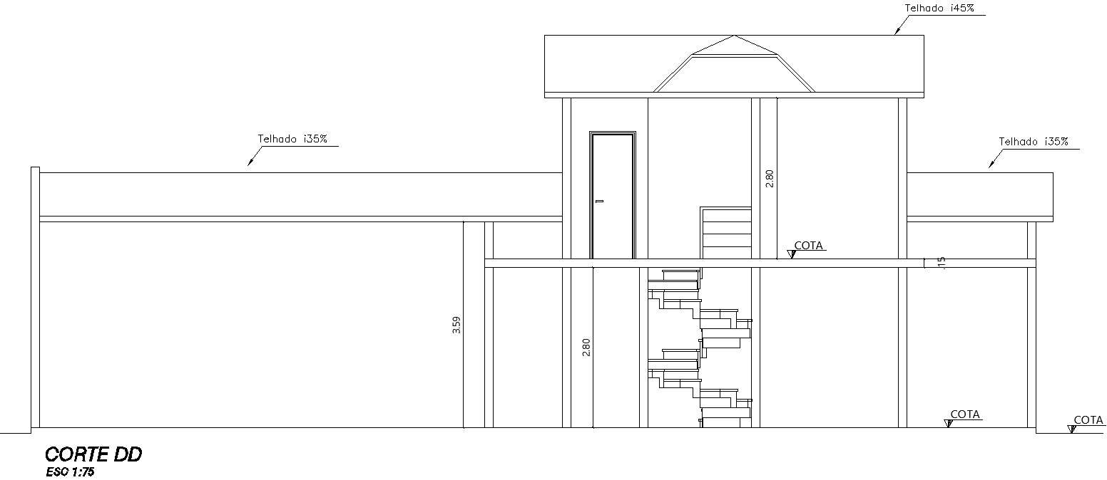 Cross section DD of house plan