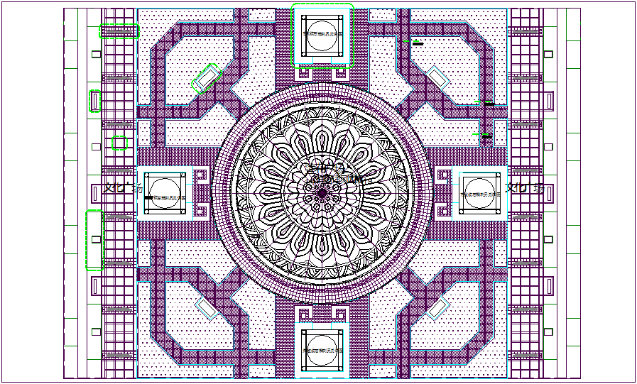 Cultural view of lotus square design dwg file 