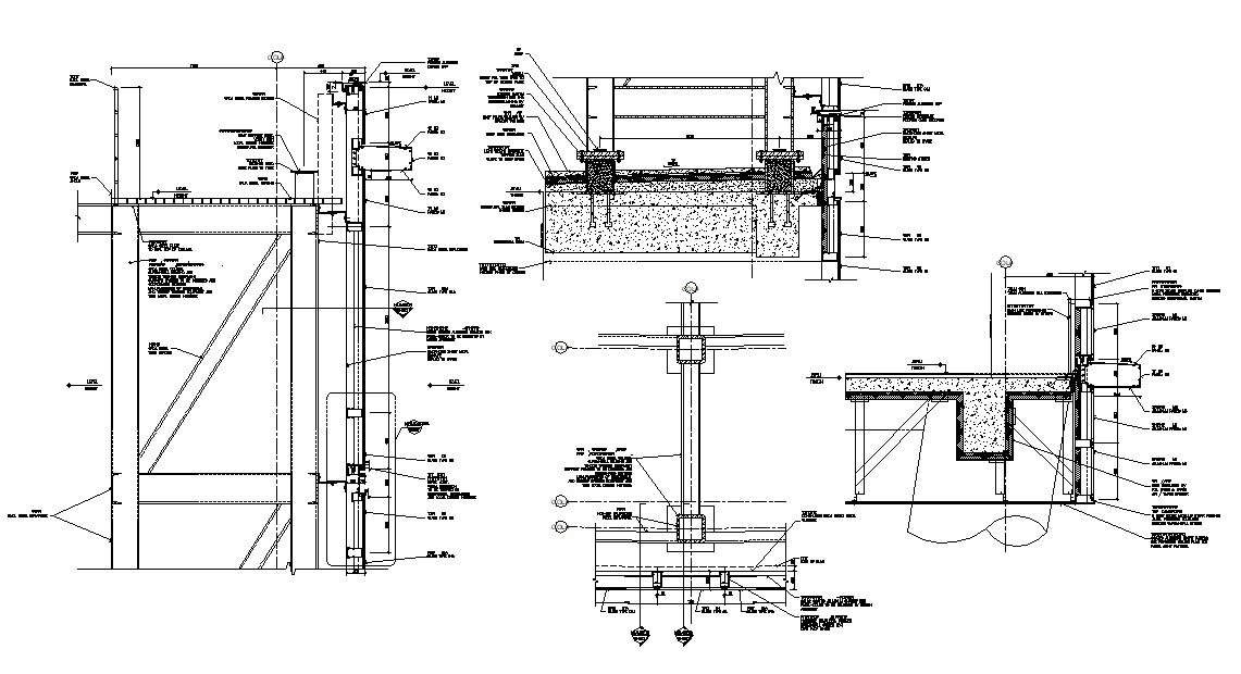 Curtain Glass Wall Section DWG File