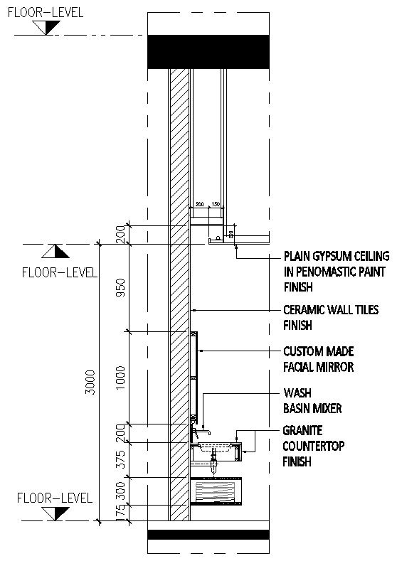 Custom made facial mirror details dwg autocad drawing