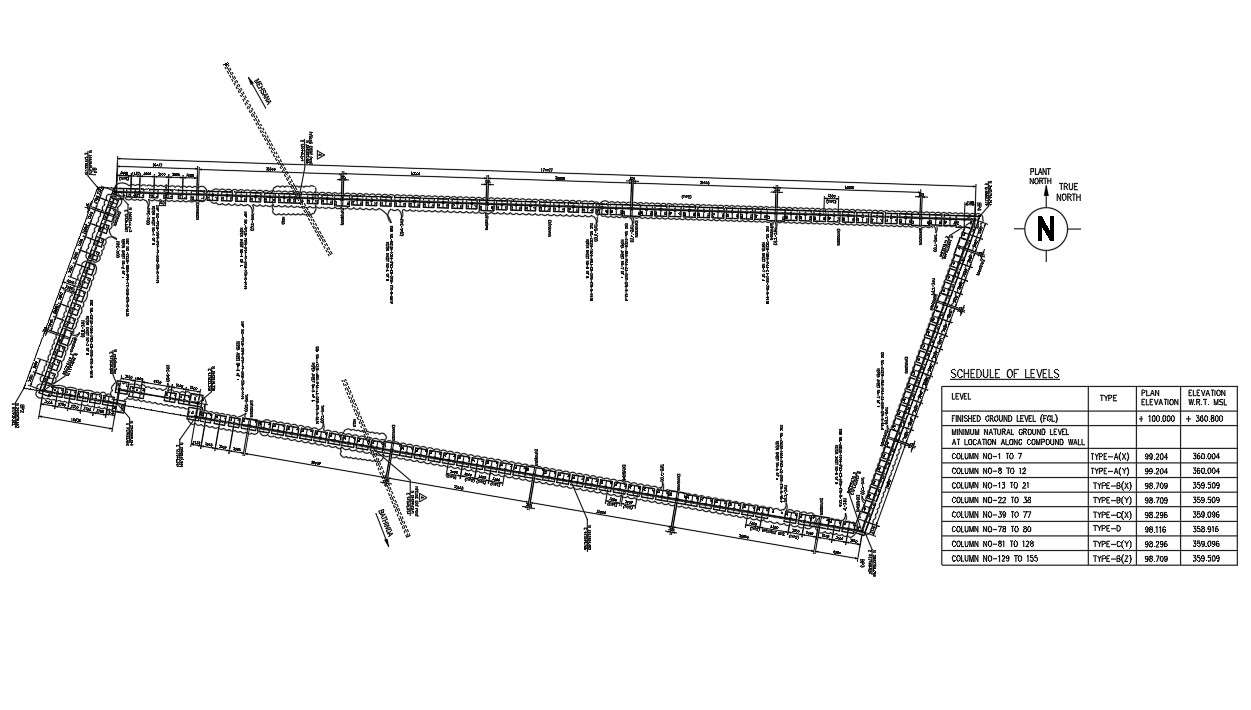 DWG AutoCad drawing file having the details of Boundary Wall Layout.Download the AutoCAD 2D DWG file.