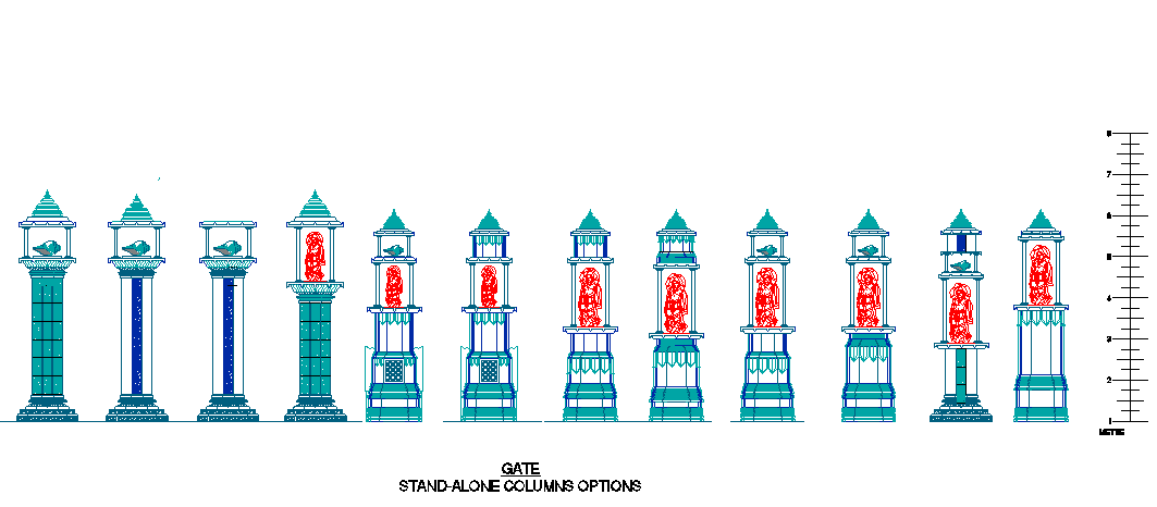 Decorative columns of hindu temples