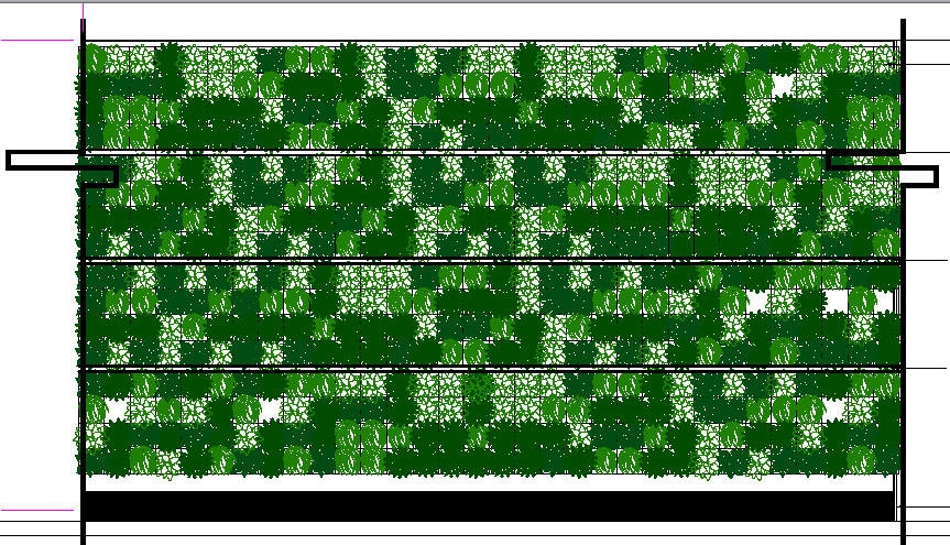 Decorative green wall detail of garden dwg file