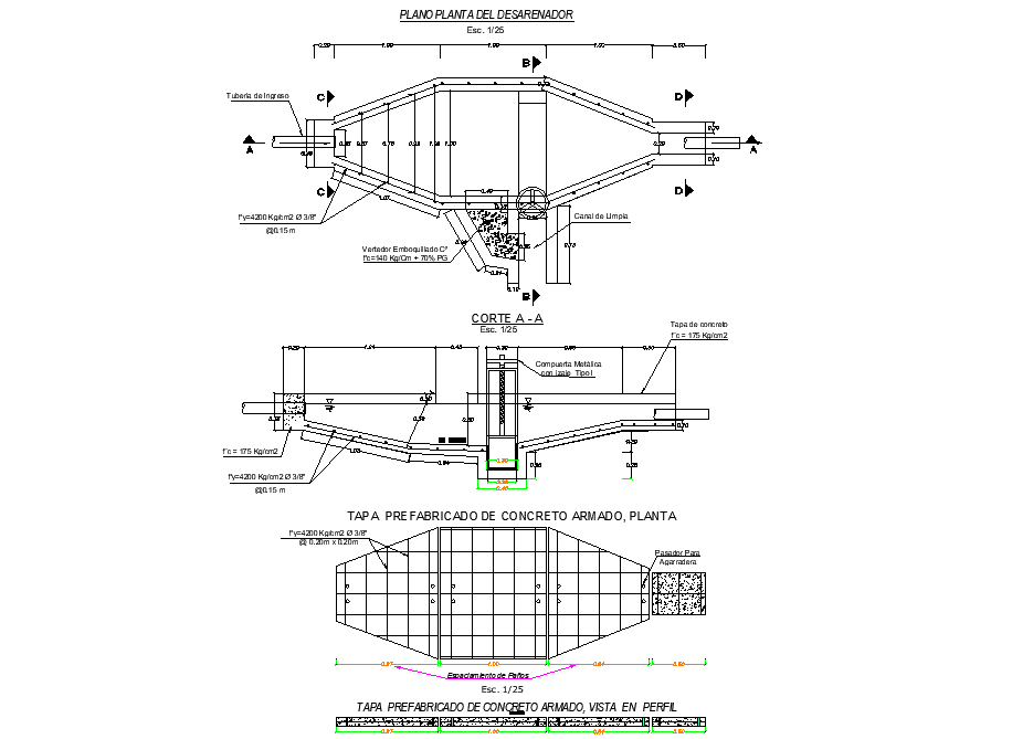 Desander plan and section autocad file