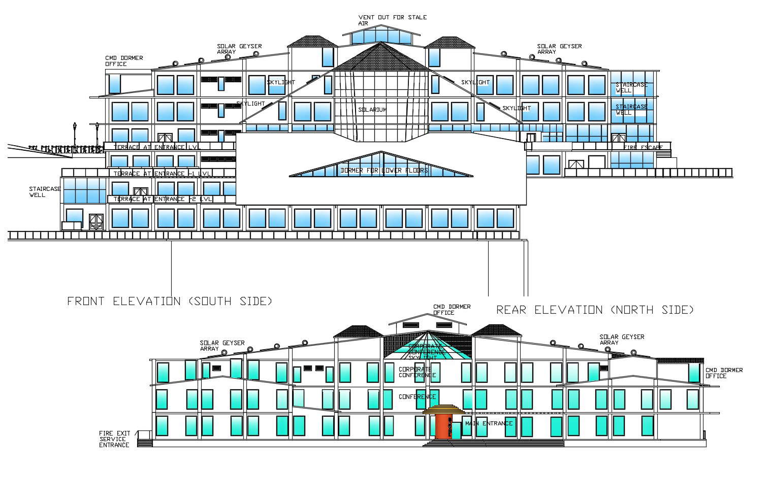 Building elevation design in DWG file