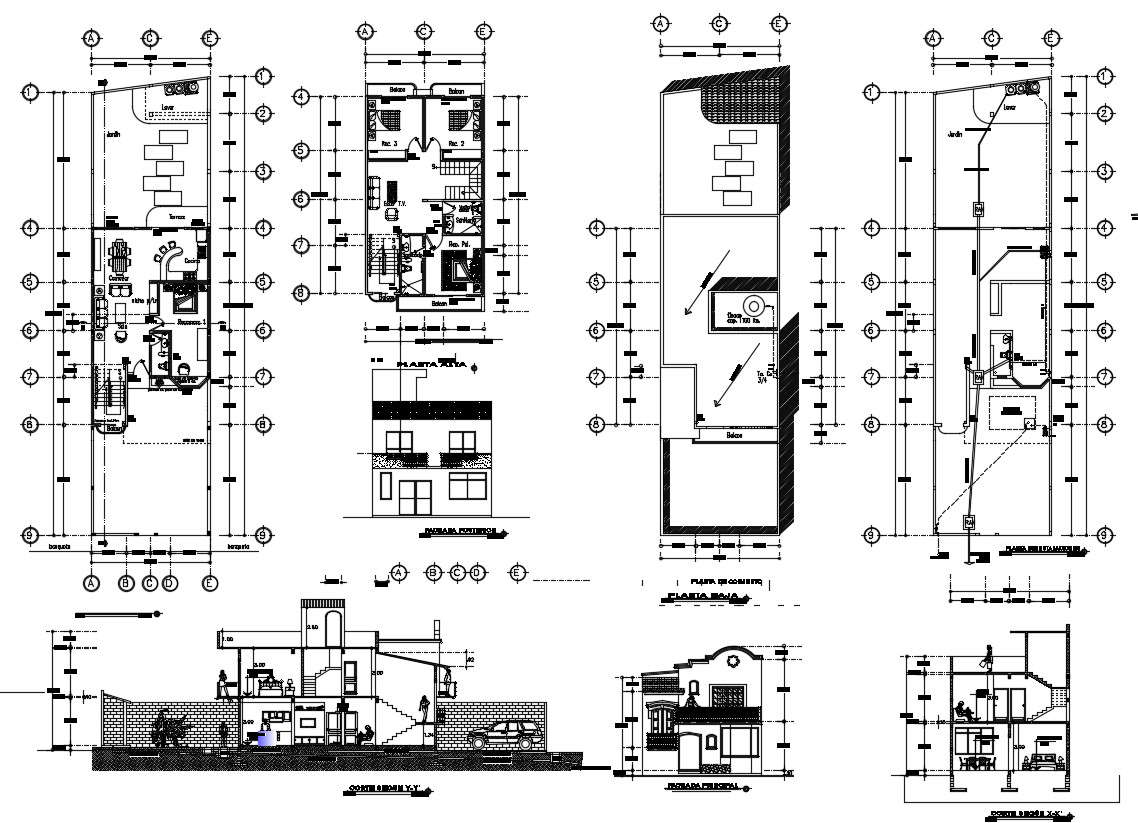 Design of bungalow in dwg file 
