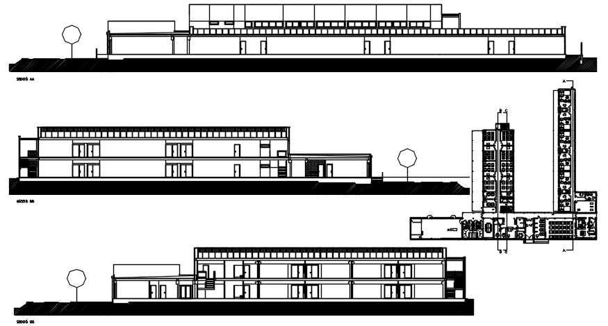 Design of school building in dwg file
