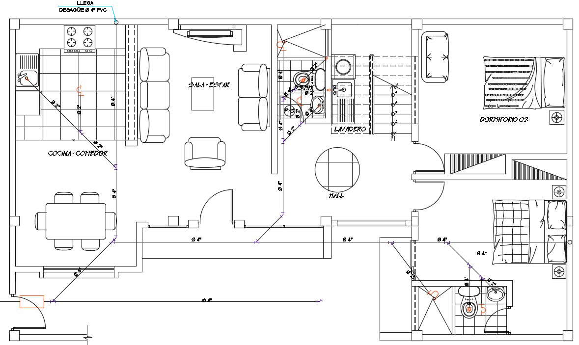 Design of single-family house in dwg file