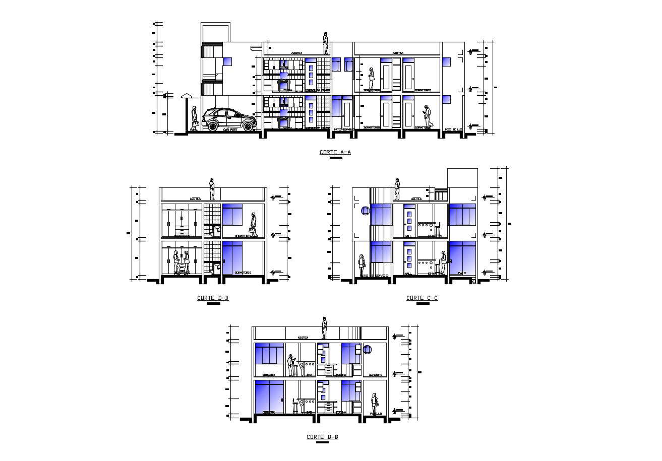 Design of the house with detail dimension in autocad