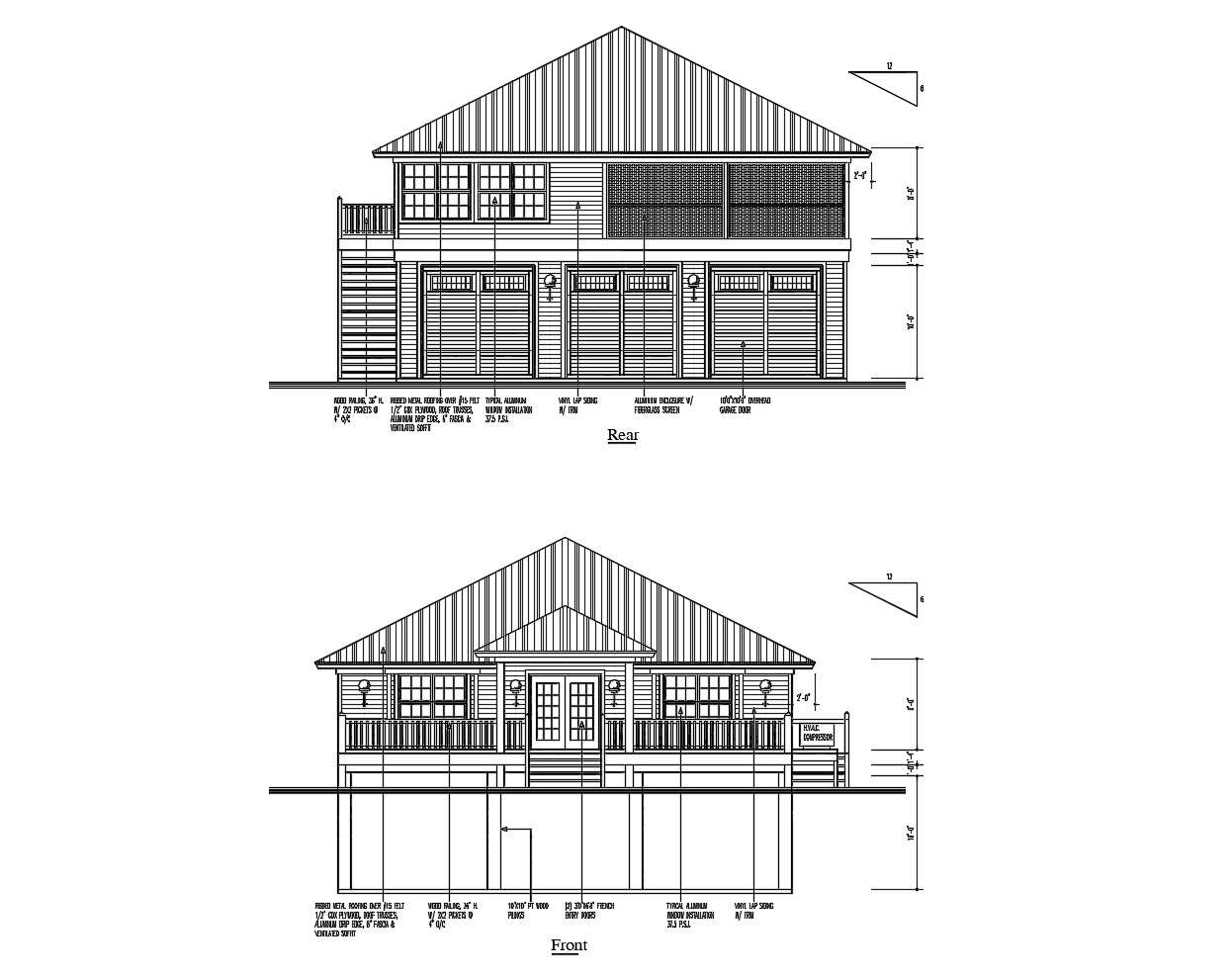 Single Floor House Elevation Design In DWG File