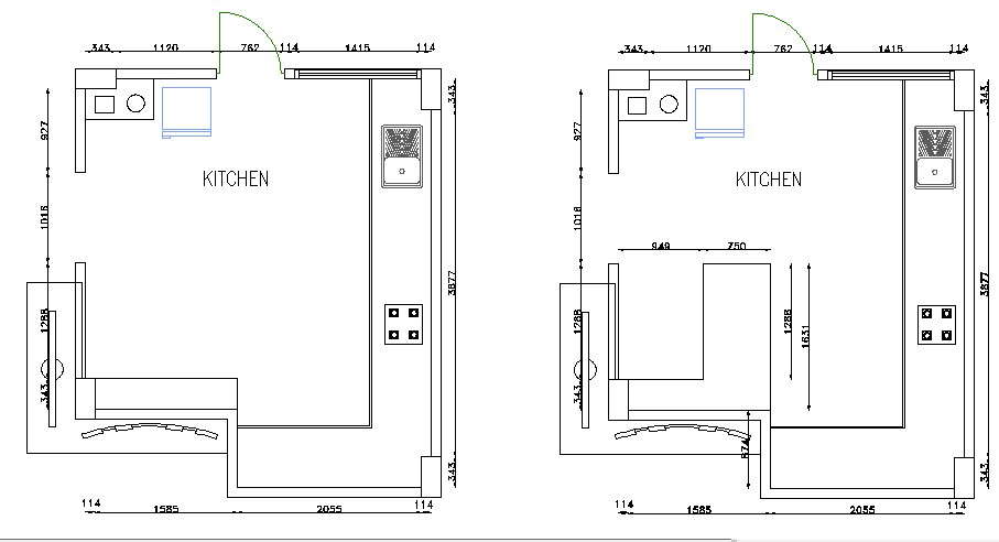Kitchen Design With Detail Dimension In Dwg File 