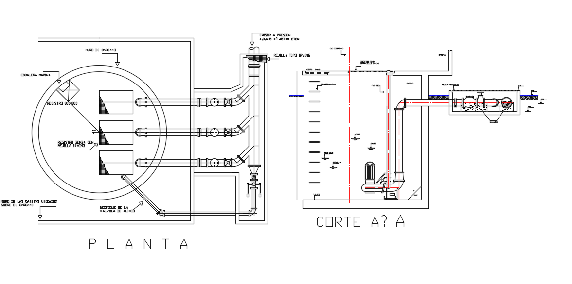 Design wastewater carcamo dwg file