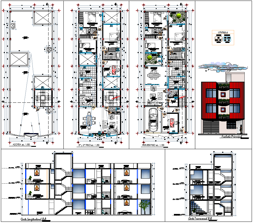 Detached architecture house projects layout