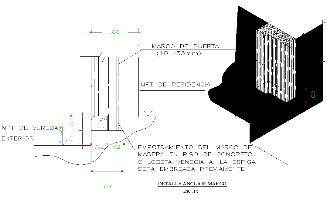 Detail anchor fame plan dwg file