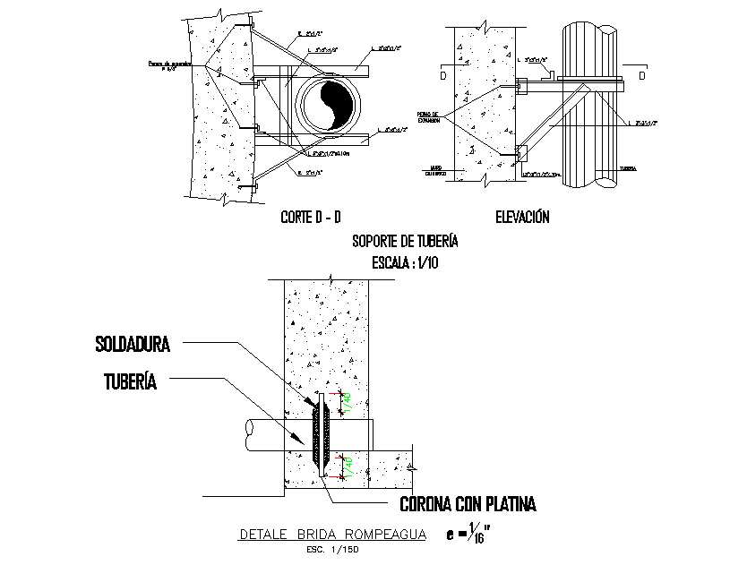 Detail breakwater bridle plan autocad file