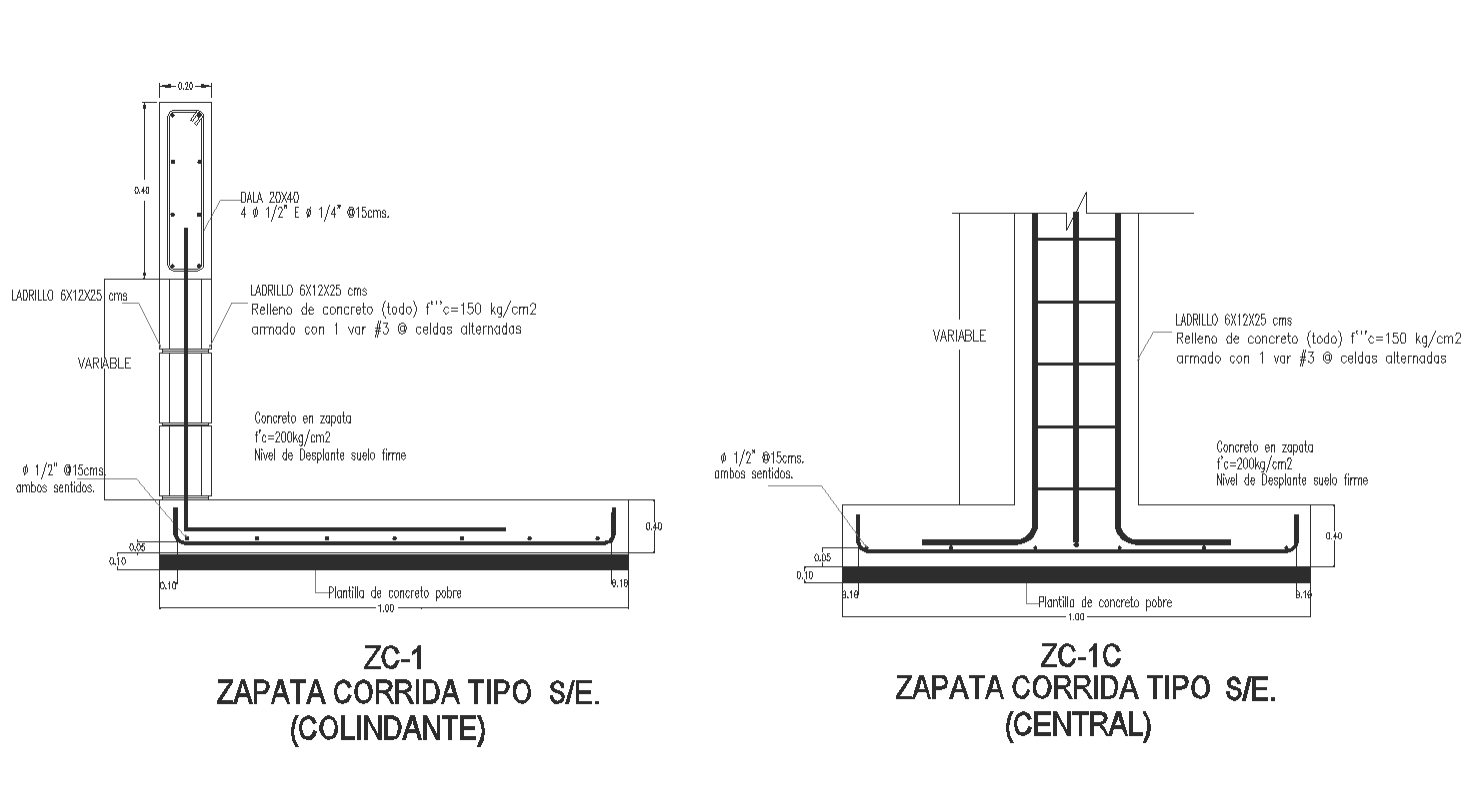 Detail cad drawing of central run and perimeter footing