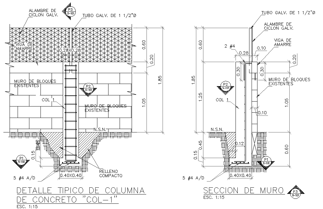 Detail column concert mortar detail dwg fil