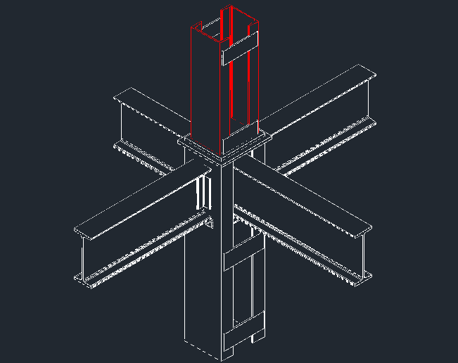Detail connection of column with beams 