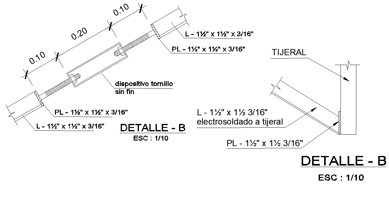 Detail dispositivo tornillo dwg file