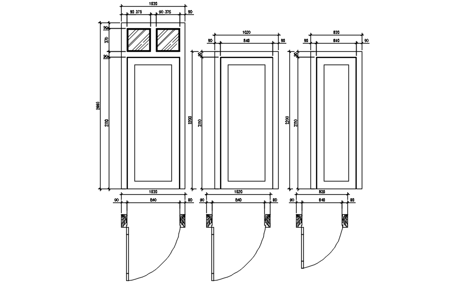 Detail door plan in AutoCAD