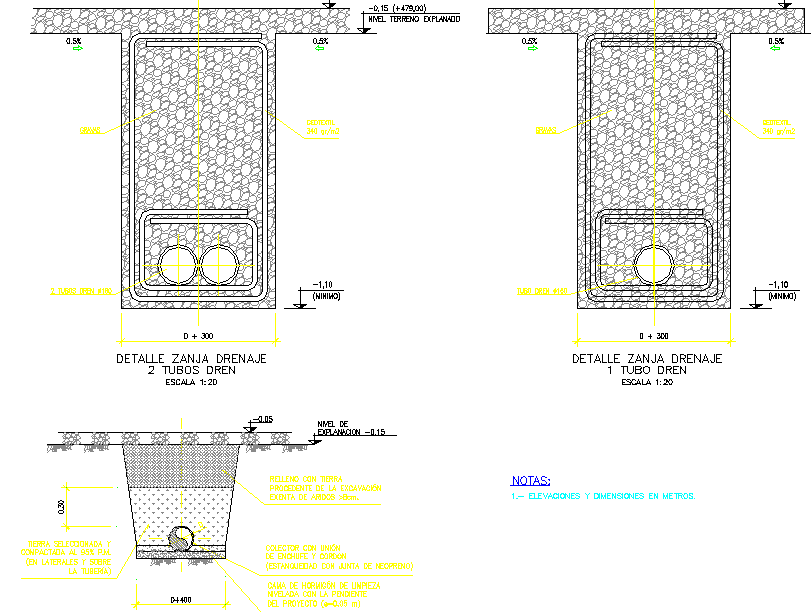 Detail drainage  collector dwg file