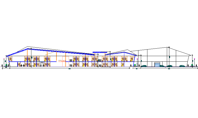 Detail elevation Retail market dwg file