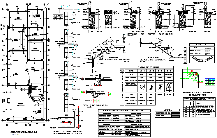 Detail in foundation plan and section detail dwg file
