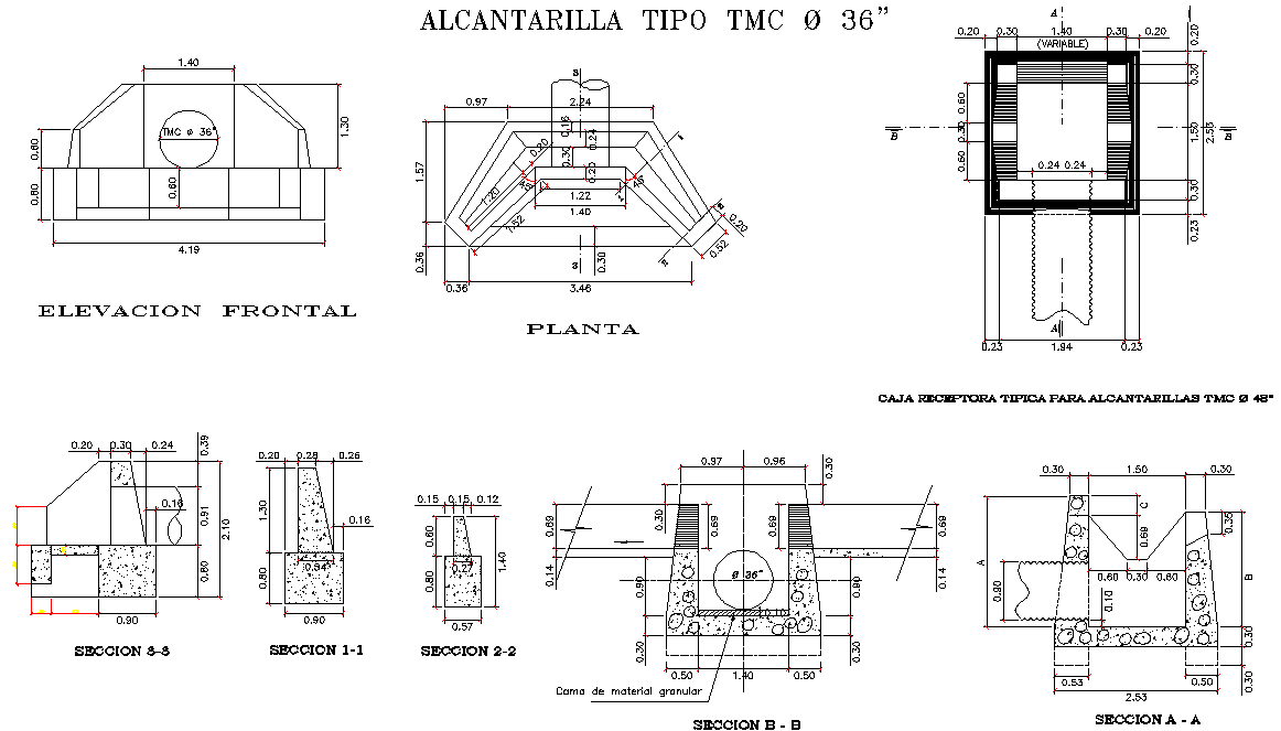 Detail of  plan and section sewer dwg file