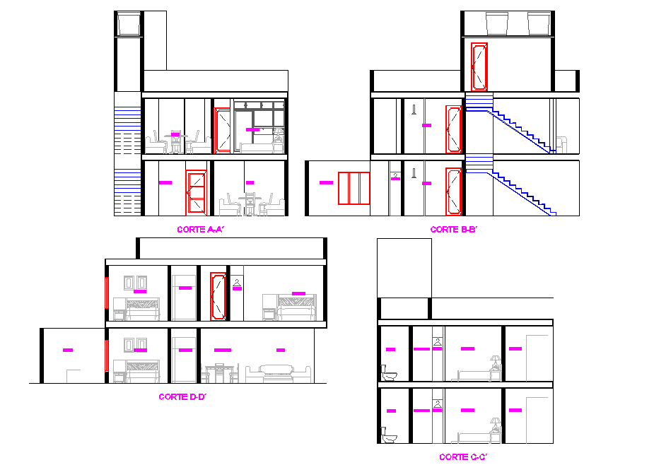Detail of Section living place autocad file