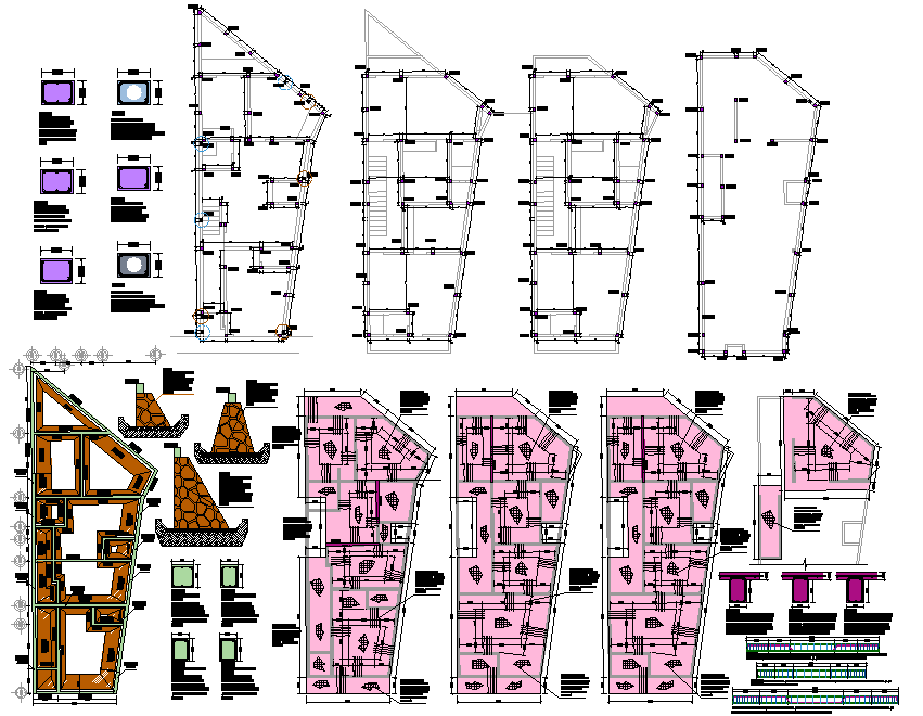 Detail of column plan and section autocad file