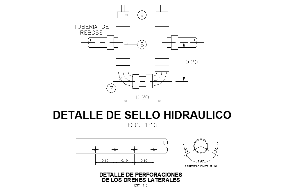 Detail of drilling holes in the drains layout file