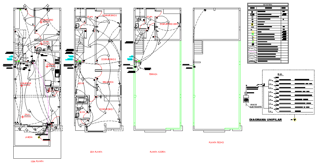 Detail of electrical home plan autocad file