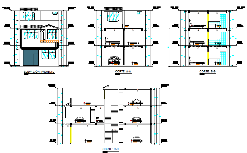 Detail of elevation and section dwg file