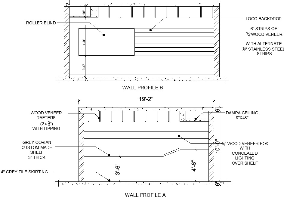 Detail of elevation plan dwg file